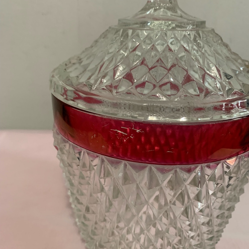 Indiana Glass Diamond Point, Ruby Flash Ice Bucket - Picture 3 of 7